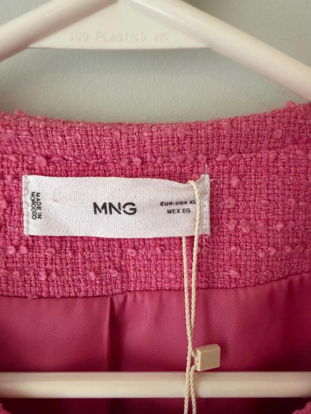 Mango Hot Pink Tweed Double-Breasted Jacket - Picture 2 of 11